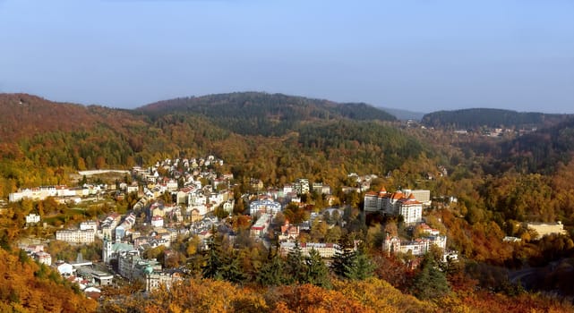 Panorama of Karlovy Vary from a hill