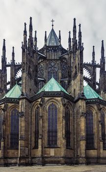 Saint Vitus Cathedral located within Prague Castle. This cathedral is an excellent example of Gothic architecture