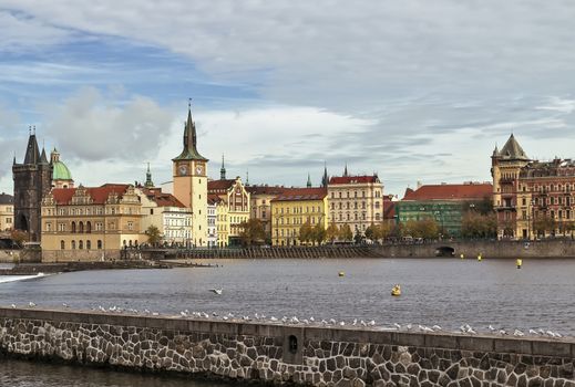 Kind On the river Vltava and Smetana embankment