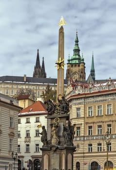 Kind on a column of a sacred Trinity and a cathedral of st. Vitus from st. Nikolay's church