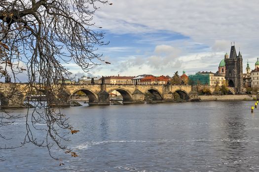 View of Charles Bridge from Kampa island