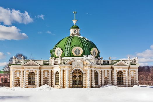 Pavilion a grotto in Kuskovo estate in Moscow