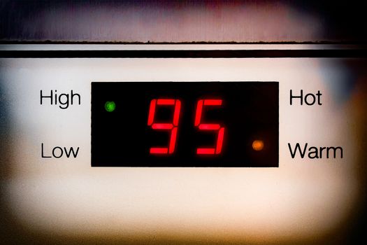 LED Temperature Display Shows 95 Degrees Celsius on a Water Boiler