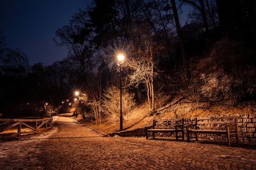 Petrin park at night, prague, czech republic