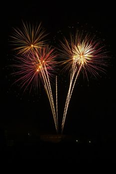 Nice and colorful fireworks in black night
