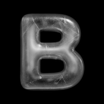 Ice letter B - large 3d Winter font isolated on black background. This alphabet is perfect for creative illustrations related but not limited to Nature, Winter, Christmas...