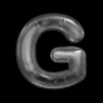 Ice letter G - large 3d Winter font isolated on black background. This alphabet is perfect for creative illustrations related but not limited to Nature, Winter, Christmas...