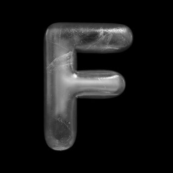 Ice letter F - Capital 3d Winter font isolated on black background. This alphabet is perfect for creative illustrations related but not limited to Nature, Winter, Christmas...