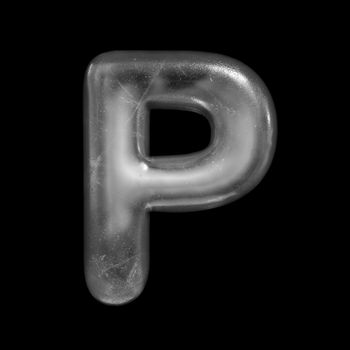 Ice letter P - Capital 3d Winter font isolated on black background. This alphabet is perfect for creative illustrations related but not limited to Nature, Winter, Christmas...