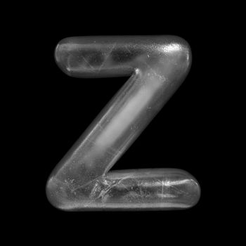 Ice letter Z - Capital 3d Winter font isolated on black background. This alphabet is perfect for creative illustrations related but not limited to Nature, Winter, Christmas...