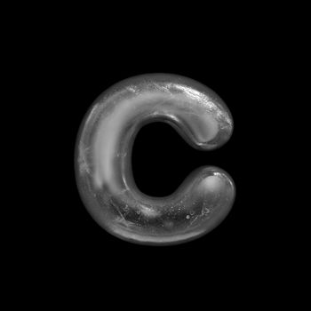 Ice letter C - Small 3d Winter font isolated on black background. This alphabet is perfect for creative illustrations related but not limited to Nature, Winter, Christmas...