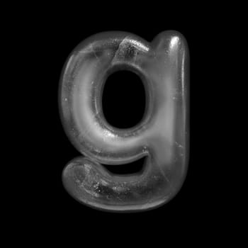 Ice letter G - Lowercase 3d Winter font isolated on black background. This alphabet is perfect for creative illustrations related but not limited to Nature, Winter, Christmas...