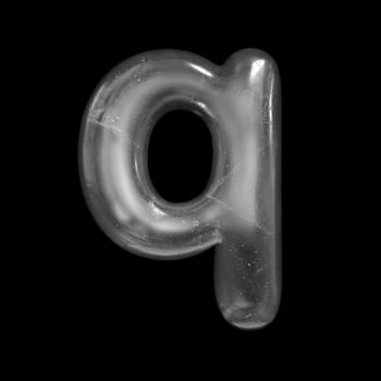 Ice letter Q - Small 3d Winter font isolated on black background. This alphabet is perfect for creative illustrations related but not limited to Nature, Winter, Christmas...