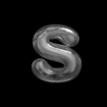 Ice letter S - Lower-case 3d Winter font isolated on black background. This alphabet is perfect for creative illustrations related but not limited to Nature, Winter, Christmas...