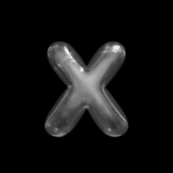 Ice letter X - Small 3d Winter font isolated on black background. This alphabet is perfect for creative illustrations related but not limited to Nature, Winter, Christmas...