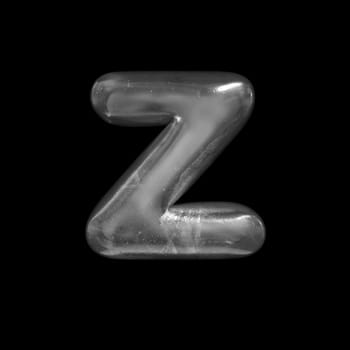 Ice letter Z - Lower-case 3d Winter font isolated on black background. This alphabet is perfect for creative illustrations related but not limited to Nature, Winter, Christmas...