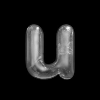 Ice letter U - Small 3d Winter font isolated on black background. This alphabet is perfect for creative illustrations related but not limited to Nature, Winter, Christmas...