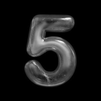 Ice number 5 - 3d Winter digit isolated on black background. This alphabet is perfect for creative illustrations related but not limited to Nature, Winter, Christmas...