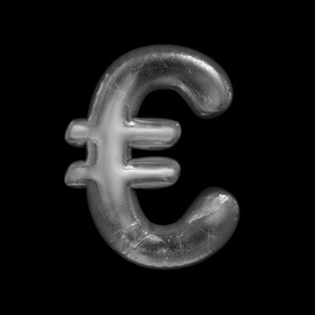 Ice euro currency sign - 3d Winter money symbol isolated on black background. This alphabet is perfect for creative illustrations related but not limited to Nature, Winter, Christmas...