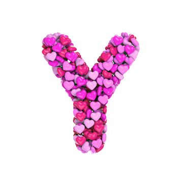 Valentine letter Y - Capital 3d pink hearts font isolated on white background. This alphabet is perfect for creative illustrations related but not limited to Love, passion, wedding...