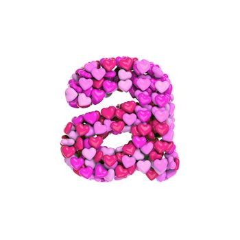 Valentine letter A - Small 3d pink hearts font isolated on white background. This alphabet is perfect for creative illustrations related but not limited to Love, passion, wedding...