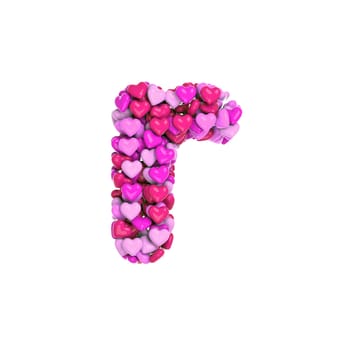Valentine letter R - Lower-case 3d pink hearts font isolated on white background. This alphabet is perfect for creative illustrations related but not limited to Love, passion, wedding...