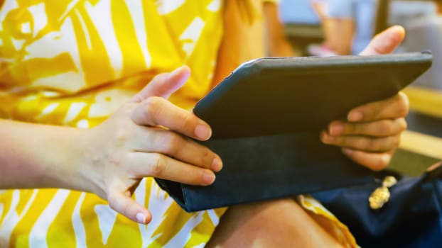 businesswoman using digital tablet