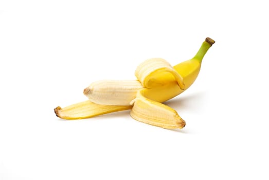 Half peeled Banana, Open Banana isolated on a white background