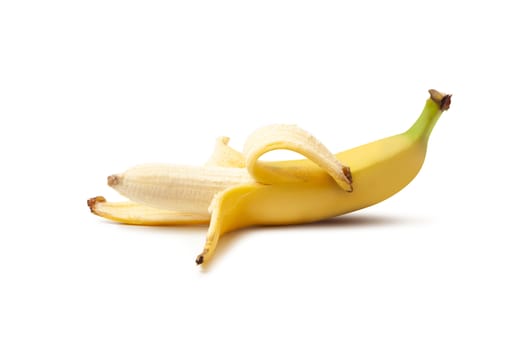 Half peeled Banana, Open Banana isolated on a white background