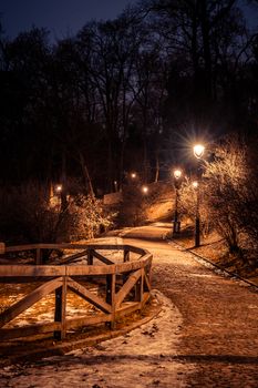 Petrin park at night, prague, czech republic