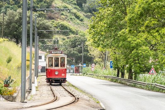 Historic Sintra tram seen in Sintra area, Portugal.