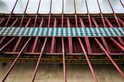 Close up view of a traditional long boat.