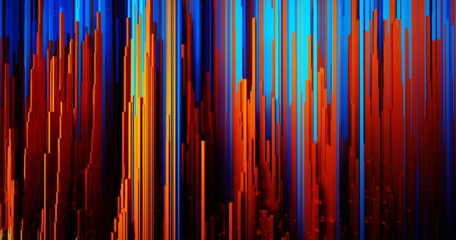 Abstract big data background wallpaper design. Motion pattern texture with shine colorful lines and cubes. Modern light shiny backdrop. 3D render