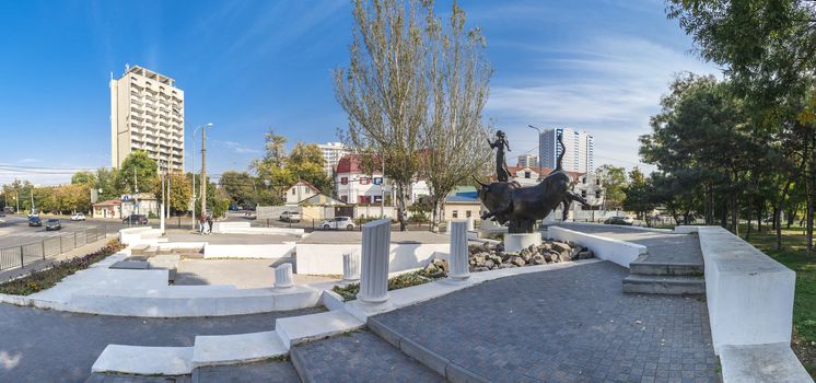 Odessa, Ukraine - 10.20.2018. Abduction of Europa Monument in Odessa, Ukraine