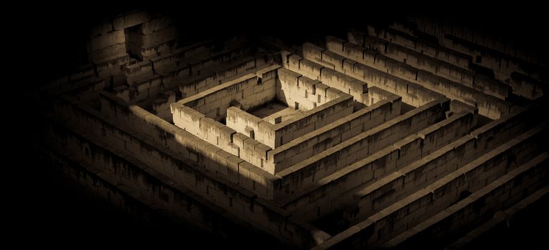 Labyrinth made of stone: conceptual for question, freedom and journey