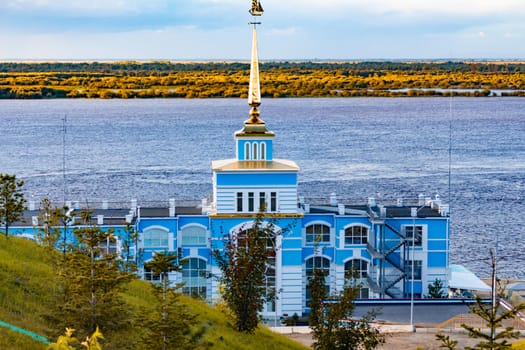 Berth on the Ussuri river near the city of Khabarovsk. Autumn.