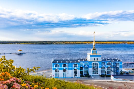 Berth on the Ussuri river near the city of Khabarovsk. Autumn.