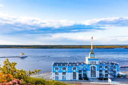 Berth on the Ussuri river near the city of Khabarovsk. Autumn.