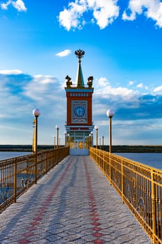 Berth on the Ussuri river near the city of Khabarovsk. Autumn.