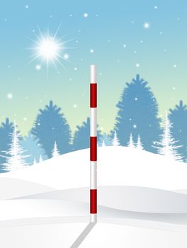 illustration of snow pole in winter