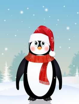 illustration of cute penguin in winter