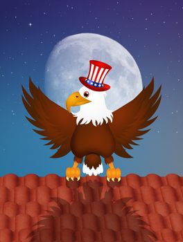 illustration of eagle with hat for independence day