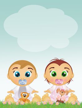 illustration of baby brothers