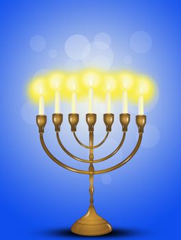 illustration of jewish candelabrum for the Hanukkah festival