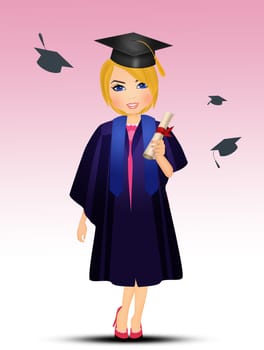 illustration of girl graduate