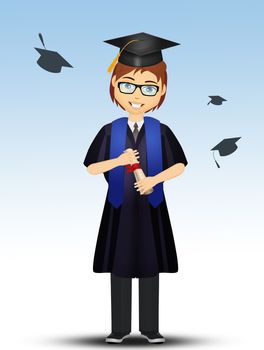 illustration of man graduate