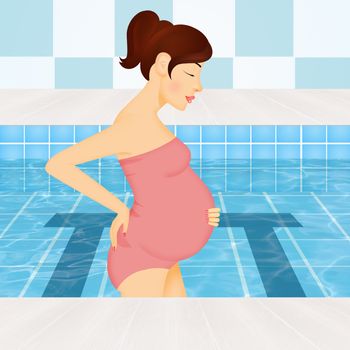 illustration of pregnant woman in the swimming pool