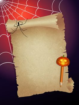 illustration of parchment for Halloween invitation menu