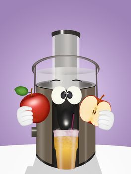 funny illustration of centrifuged apple fruit