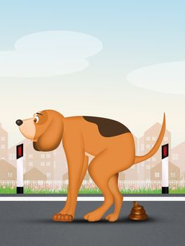 illustration of pick up dog poop on the road